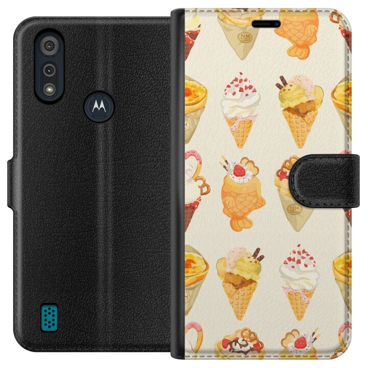 Lompakkokotelo Motorola Moto E6i-laitteelle, jossa on Lasinen kuvio ryhmässä ÄLYPUHELIMET JA TABLETIT / Puhelimen suojakotelo / Motorola @ TP E-commerce Nordic AB (A54325)