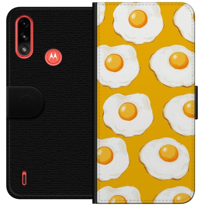 Lompakkokotelo Motorola Moto E7 Power-laitteelle, jossa on Paistettu muna kuvio ryhmässä ÄLYPUHELIMET JA TABLETIT / Puhelimen suojakotelo / Motorola @ TP E-commerce Nordic AB (A54424)