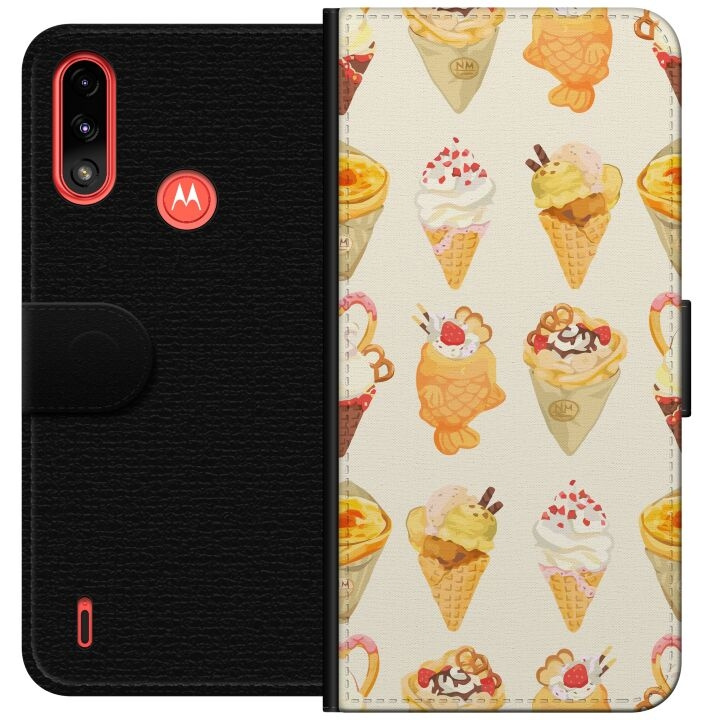 Lompakkokotelo Motorola Moto E7 Power-laitteelle, jossa on Lasinen kuvio ryhmässä ÄLYPUHELIMET JA TABLETIT / Puhelimen suojakotelo / Motorola @ TP E-commerce Nordic AB (A54433)