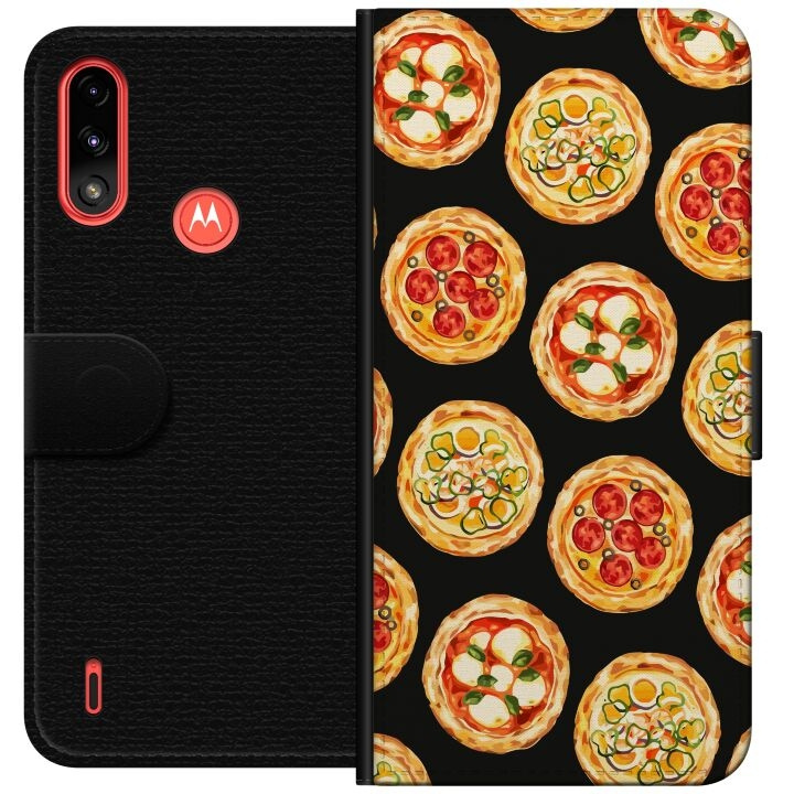 Lompakkokotelo Motorola Moto E7 Power-laitteelle, jossa on Pizza kuvio ryhmässä ÄLYPUHELIMET JA TABLETIT / Puhelimen suojakotelo / Motorola @ TP E-commerce Nordic AB (A54435)