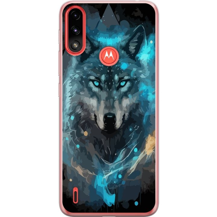 Kännykkäkuori Motorola Moto E7 Power-laitteelle, jossa on Susi kuvio ryhmässä ÄLYPUHELIMET JA TABLETIT / Puhelimen suojakotelo / Motorola @ TP E-commerce Nordic AB (A54454)