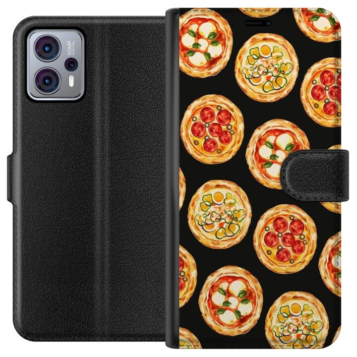 Lompakkokotelo Motorola Moto G23-laitteelle, jossa on Pizza kuvio ryhmässä ÄLYPUHELIMET JA TABLETIT / Puhelimen suojakotelo / Motorola @ TP E-commerce Nordic AB (A54786)