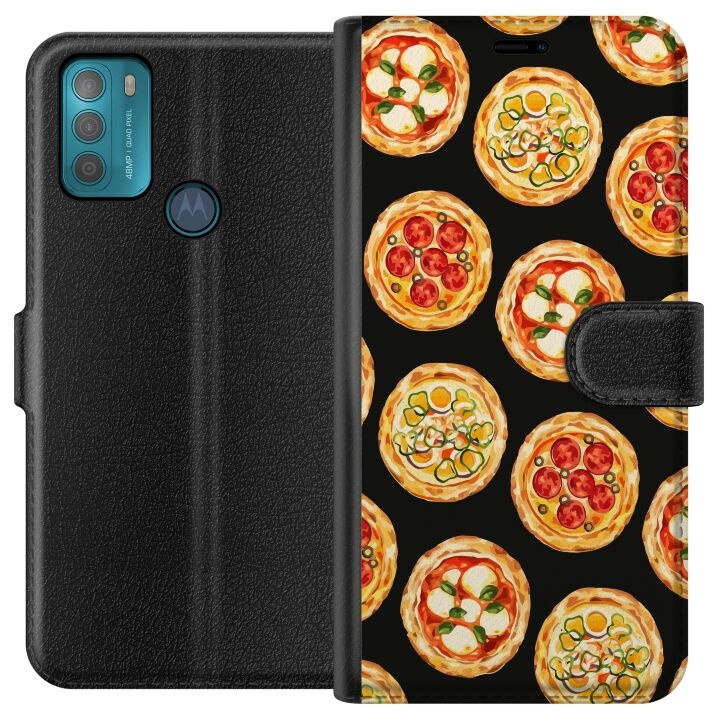 Lompakkokotelo Motorola Moto G50-laitteelle, jossa on Pizza kuvio ryhmässä ÄLYPUHELIMET JA TABLETIT / Puhelimen suojakotelo / Motorola @ TP E-commerce Nordic AB (A55029)