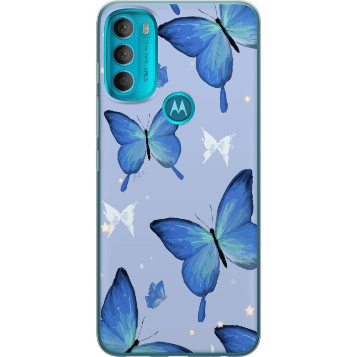 Kännykkäkuori Motorola Moto G71 5G-laitteelle, jossa on Sinisiä perhosia kuvio ryhmässä ÄLYPUHELIMET JA TABLETIT / Puhelimen suojakotelo / Motorola @ TP E-commerce Nordic AB (A55302)