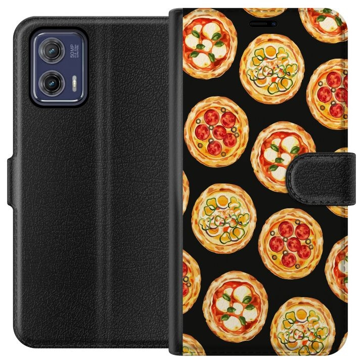 Lompakkokotelo Motorola Moto G73-laitteelle, jossa on Pizza kuvio ryhmässä ÄLYPUHELIMET JA TABLETIT / Puhelimen suojakotelo / Motorola @ TP E-commerce Nordic AB (A55380)