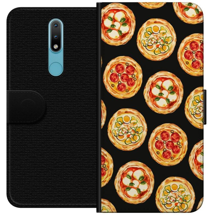 Lompakkokotelo Nokia 2.4-laitteelle, jossa on Pizza kuvio ryhmässä ÄLYPUHELIMET JA TABLETIT / Puhelimen suojakotelo / Nokia/Microsoft @ TP E-commerce Nordic AB (A55677)