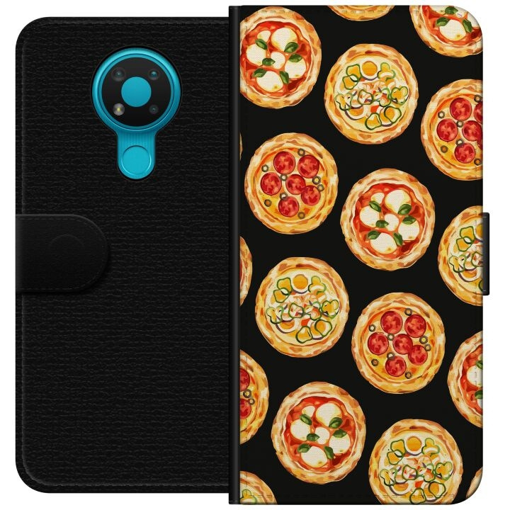 Lompakkokotelo Nokia 3.4-laitteelle, jossa on Pizza kuvio ryhmässä ÄLYPUHELIMET JA TABLETIT / Puhelimen suojakotelo / Nokia/Microsoft @ TP E-commerce Nordic AB (A55704)