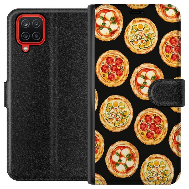 Lompakkokotelo Samsung Galaxy A12-laitteelle, jossa on Pizza kuvio ryhmässä ÄLYPUHELIMET JA TABLETIT / Puhelimen suojakotelo / Samsung @ TP E-commerce Nordic AB (A58593)