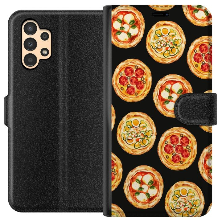 Lompakkokotelo Samsung Galaxy A13-laitteelle, jossa on Pizza kuvio ryhmässä ÄLYPUHELIMET JA TABLETIT / Puhelimen suojakotelo / Samsung @ TP E-commerce Nordic AB (A58647)