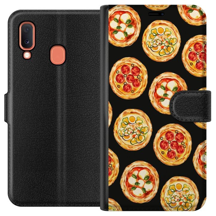 Lompakkokotelo Samsung Galaxy A20e-laitteelle, jossa on Pizza kuvio ryhmässä ÄLYPUHELIMET JA TABLETIT / Puhelimen suojakotelo / Samsung @ TP E-commerce Nordic AB (A58809)