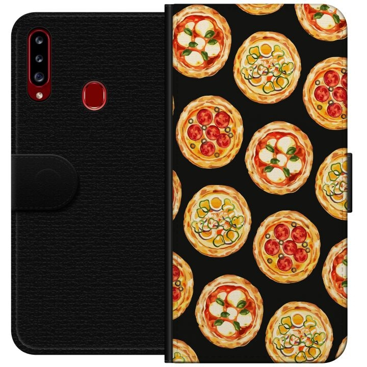 Lompakkokotelo Samsung Galaxy A20s-laitteelle, jossa on Pizza kuvio ryhmässä ÄLYPUHELIMET JA TABLETIT / Puhelimen suojakotelo / Samsung @ TP E-commerce Nordic AB (A58863)