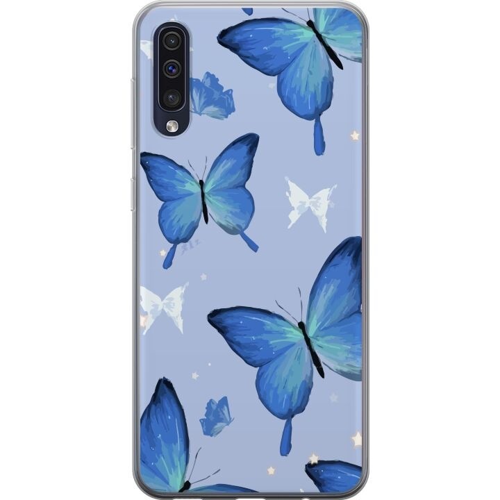 Kännykkäkuori Samsung Galaxy A50-laitteelle, jossa on Sinisiä perhosia kuvio ryhmässä ÄLYPUHELIMET JA TABLETIT / Puhelimen suojakotelo / Samsung @ TP E-commerce Nordic AB (A59649)