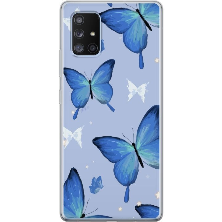 Kännykkäkuori Samsung Galaxy A71 5G-laitteelle, jossa on Sinisiä perhosia kuvio ryhmässä ÄLYPUHELIMET JA TABLETIT / Puhelimen suojakotelo / Samsung @ TP E-commerce Nordic AB (A60108)