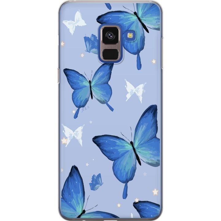 Kännykkäkuori Samsung Galaxy A8 (2018)-laitteelle, jossa on Sinisiä perhosia kuvio ryhmässä ÄLYPUHELIMET JA TABLETIT / Puhelimen suojakotelo / Samsung @ TP E-commerce Nordic AB (A60324)