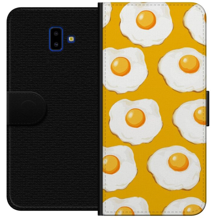 Lompakkokotelo Samsung Galaxy J6+-laitteelle, jossa on Paistettu muna kuvio ryhmässä ÄLYPUHELIMET JA TABLETIT / Puhelimen suojakotelo / Samsung @ TP E-commerce Nordic AB (A60499)