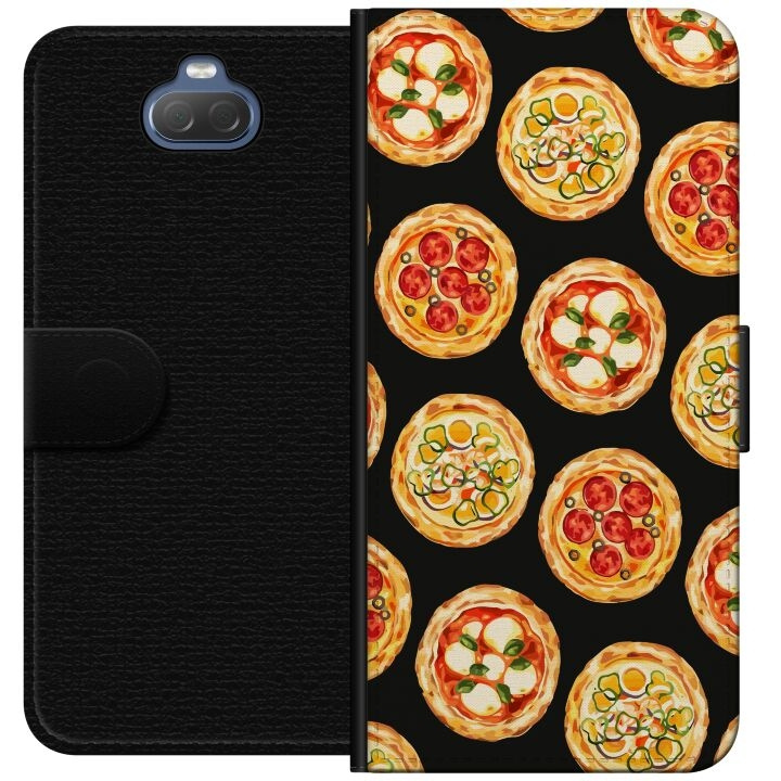 Lompakkokotelo Sony Xperia 10-laitteelle, jossa on Pizza kuvio ryhmässä ÄLYPUHELIMET JA TABLETIT / Puhelimen suojakotelo / Sony @ TP E-commerce Nordic AB (A60834)