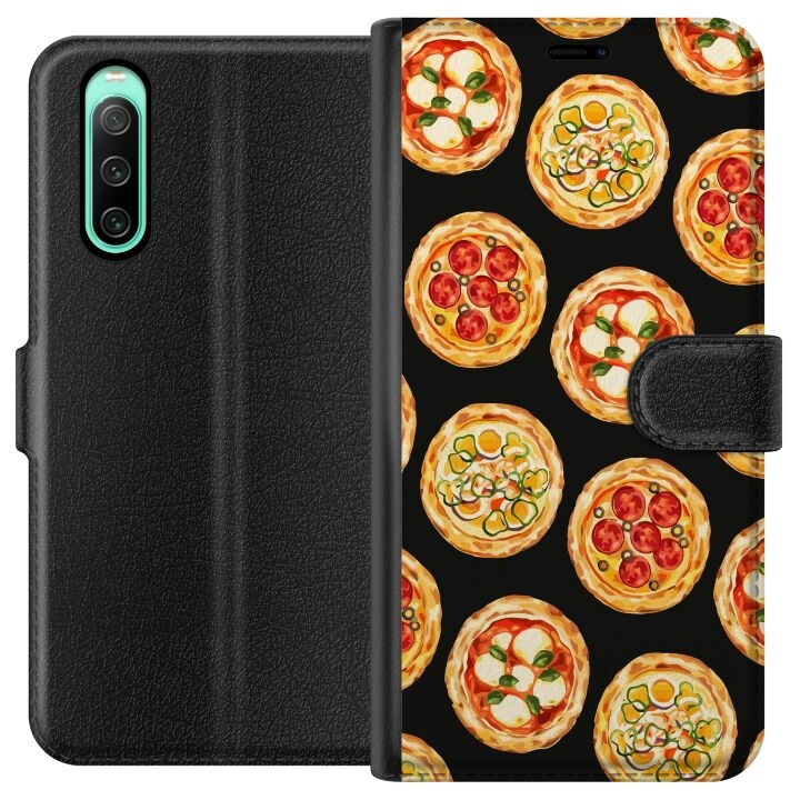 Lompakkokotelo Sony Xperia 10 IV-laitteelle, jossa on Pizza kuvio ryhmässä ÄLYPUHELIMET JA TABLETIT / Puhelimen suojakotelo / Sony @ TP E-commerce Nordic AB (A60996)