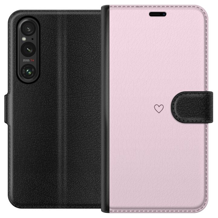 Lompakkokotelo Sony Xperia 1 V-laitteelle, jossa on Sydän kuvio ryhmässä ÄLYPUHELIMET JA TABLETIT / Puhelimen suojakotelo / Sony @ TP E-commerce Nordic AB (A61299)