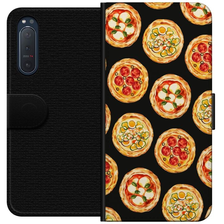 Lompakkokotelo Sony Xperia 5 II-laitteelle, jossa on Pizza kuvio ryhmässä ÄLYPUHELIMET JA TABLETIT / Puhelimen suojakotelo / Sony @ TP E-commerce Nordic AB (A61374)