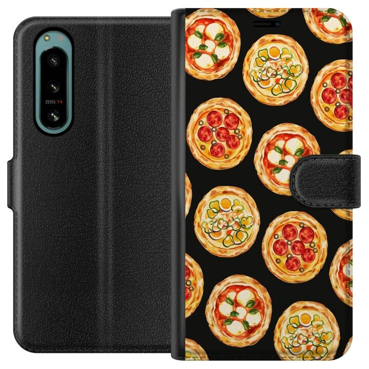 Lompakkokotelo Sony Xperia 5 IV-laitteelle, jossa on Pizza kuvio ryhmässä ÄLYPUHELIMET JA TABLETIT / Puhelimen suojakotelo / Sony @ TP E-commerce Nordic AB (A61482)