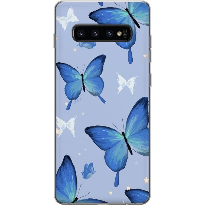 Kännykkäkuori Samsung Galaxy S10-laitteelle, jossa on Sinisiä perhosia kuvio ryhmässä ÄLYPUHELIMET JA TABLETIT / Puhelimen suojakotelo / Samsung @ TP E-commerce Nordic AB (A61863)