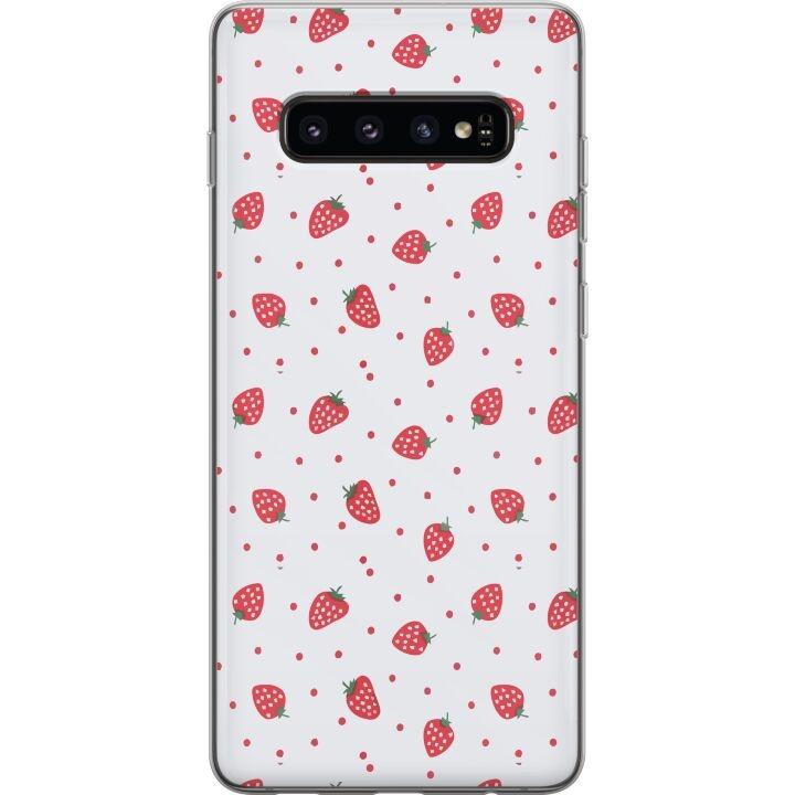 Kännykkäkuori Samsung Galaxy S10-laitteelle, jossa on Mansikat kuvio ryhmässä ÄLYPUHELIMET JA TABLETIT / Puhelimen suojakotelo / Samsung @ TP E-commerce Nordic AB (A61864)