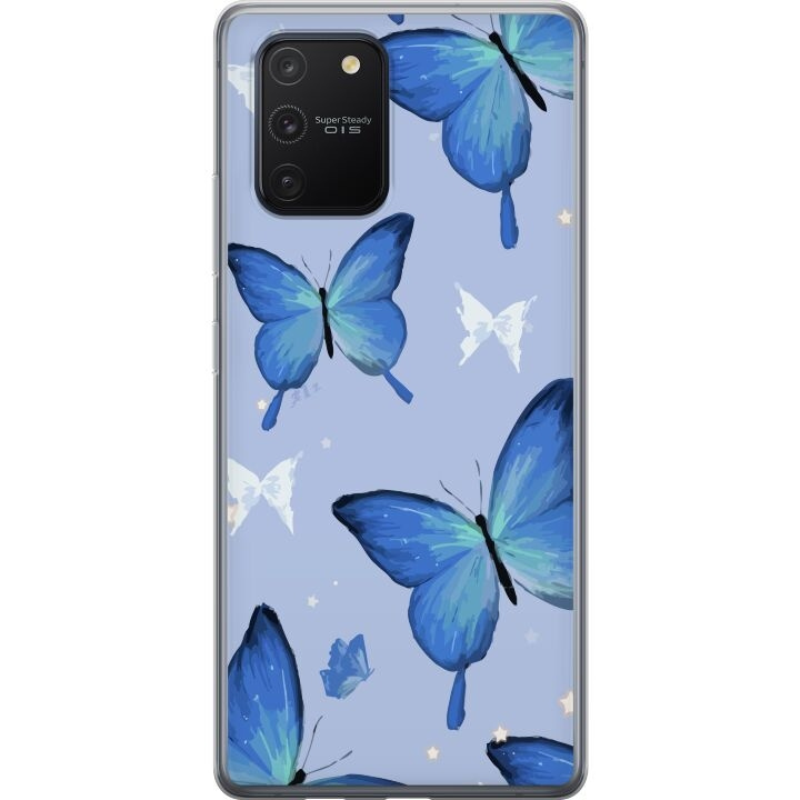 Kännykkäkuori Samsung Galaxy S10 Lite-laitteelle, jossa on Sinisiä perhosia kuvio ryhmässä ÄLYPUHELIMET JA TABLETIT / Puhelimen suojakotelo / Samsung @ TP E-commerce Nordic AB (A61971)