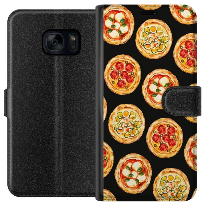 Lompakkokotelo Samsung Galaxy S7-laitteelle, jossa on Pizza kuvio ryhmässä ÄLYPUHELIMET JA TABLETIT / Puhelimen suojakotelo / Samsung @ TP E-commerce Nordic AB (A63075)