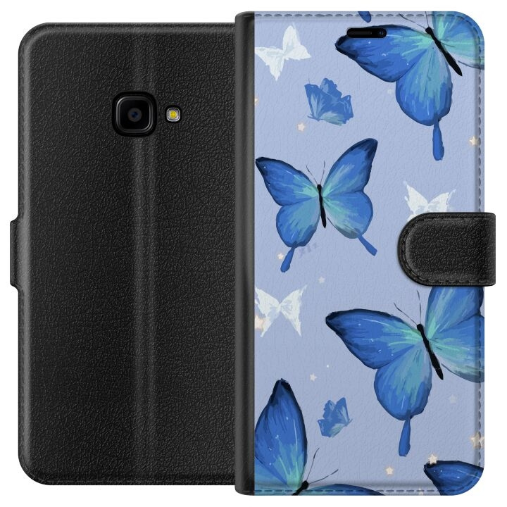 Lompakkokotelo Samsung Galaxy Xcover 4-laitteelle, jossa on Sinisiä perhosia kuvio ryhmässä ÄLYPUHELIMET JA TABLETIT / Puhelimen suojakotelo / Samsung @ TP E-commerce Nordic AB (A63375)