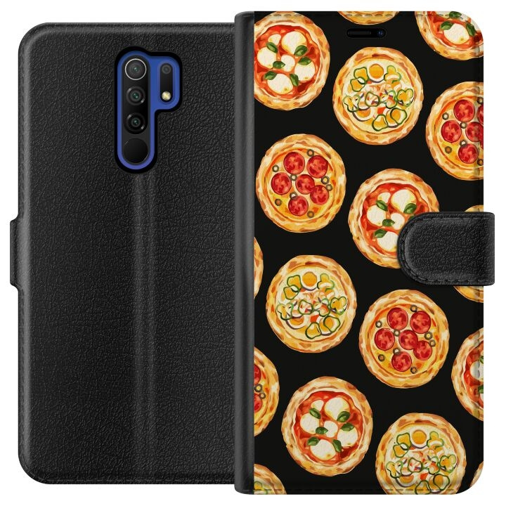 Lompakkokotelo Xiaomi Redmi 9-laitteelle, jossa on Pizza kuvio ryhmässä ÄLYPUHELIMET JA TABLETIT / Puhelimen suojakotelo / Xiaomi @ TP E-commerce Nordic AB (A65640)