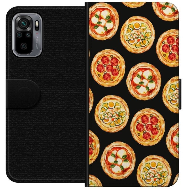 Lompakkokotelo Xiaomi Redmi Note 10S-laitteelle, jossa on Pizza kuvio ryhmässä ÄLYPUHELIMET JA TABLETIT / Puhelimen suojakotelo / Xiaomi @ TP E-commerce Nordic AB (A66018)