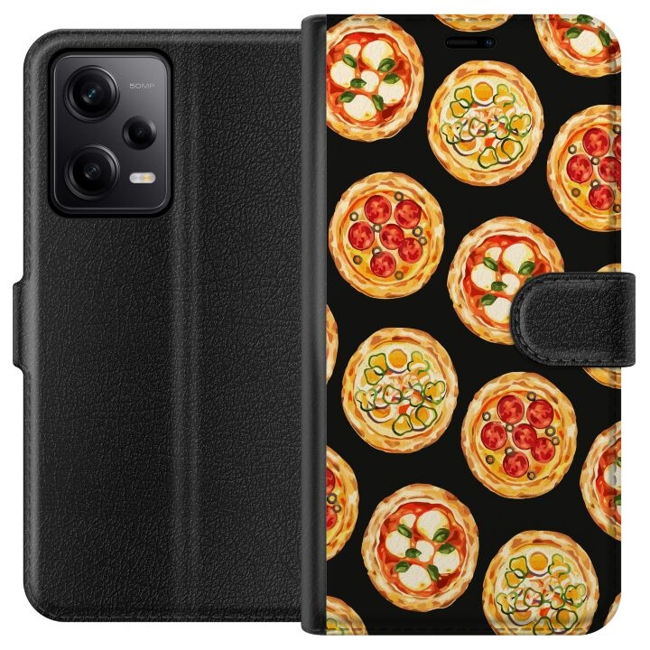 Lompakkokotelo Xiaomi Redmi Note 12 Pro-laitteelle, jossa on Pizza kuvio ryhmässä ÄLYPUHELIMET JA TABLETIT / Puhelimen suojakotelo / Xiaomi @ TP E-commerce Nordic AB (A66288)