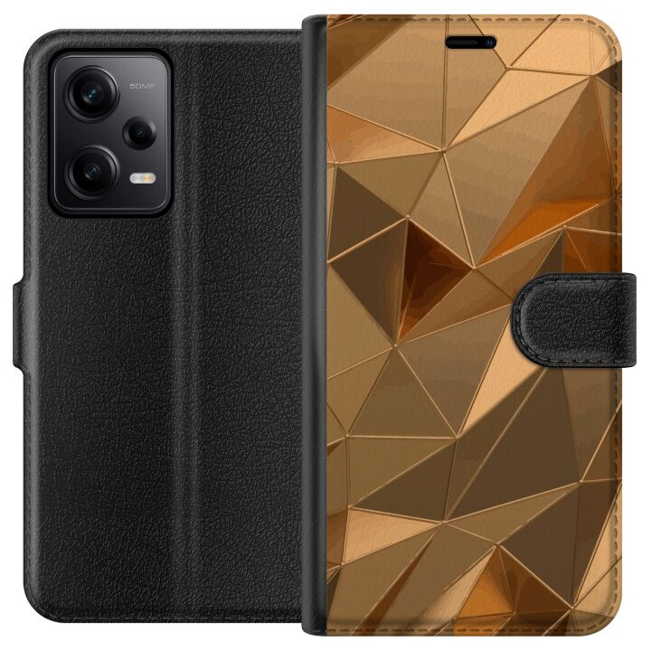 Lompakkokotelo Xiaomi Redmi Note 12 Pro-laitteelle, jossa on 3D Kulta kuvio ryhmässä ÄLYPUHELIMET JA TABLETIT / Puhelimen suojakotelo / Xiaomi @ TP E-commerce Nordic AB (A66299)