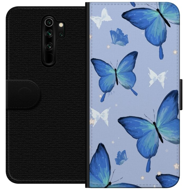 Lompakkokotelo Xiaomi Redmi Note 8 Pro -laitteelle, jossa on Sinisiä perhosia kuvio ryhmässä ÄLYPUHELIMET JA TABLETIT / Puhelimen suojakotelo / Xiaomi @ TP E-commerce Nordic AB (A66507)