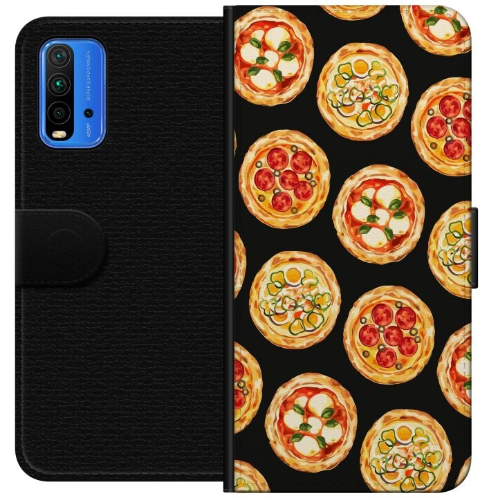 Lompakkokotelo Xiaomi Redmi Note 9 4G-laitteelle, jossa on Pizza kuvio ryhmässä ÄLYPUHELIMET JA TABLETIT / Puhelimen suojakotelo / Xiaomi @ TP E-commerce Nordic AB (A66612)