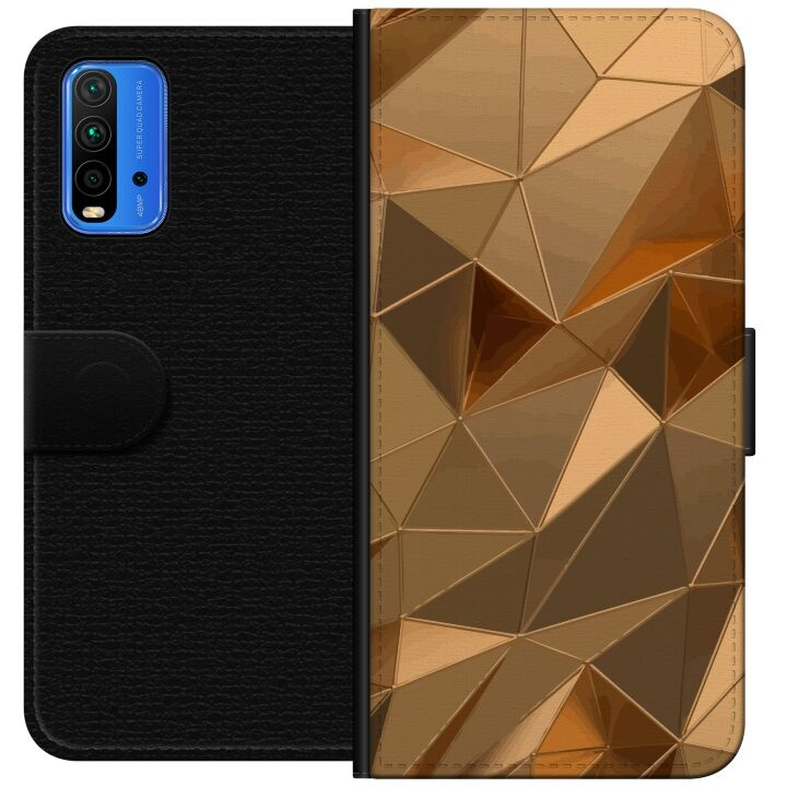 Lompakkokotelo Xiaomi Redmi Note 9 4G-laitteelle, jossa on 3D Kulta kuvio ryhmässä ÄLYPUHELIMET JA TABLETIT / Puhelimen suojakotelo / Xiaomi @ TP E-commerce Nordic AB (A66623)