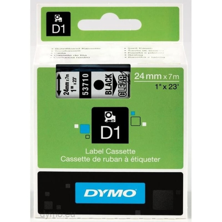 DYMO Ribbon S0720920 53710 24mm Black on Clear ryhmässä TIETOKOONET & TARVIKKEET / Tulostimet & Tarvikkeet / Tulostimet / Tarratulostimet & Tarvikkeet / Teippi @ TP E-commerce Nordic AB (C12708)