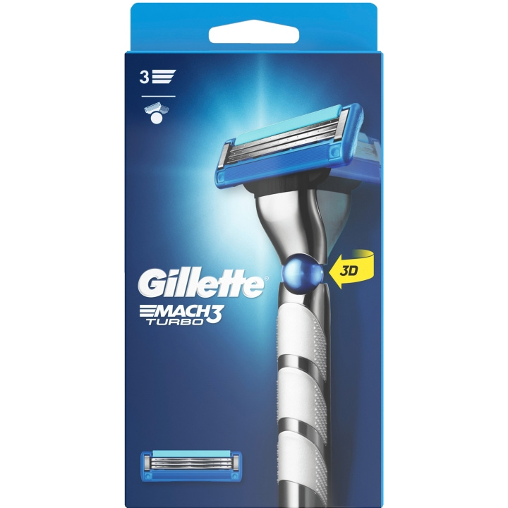 Gillette Rakhyvel Mach3 Turbo 3D 2st rakblad ryhmässä KAUNEUS JA TERVEYS / Hiukset &Stailaus / Sheivaus ja trimmaus / Partahöylät & Tarvikkeet @ TP E-commerce Nordic AB (C13149)