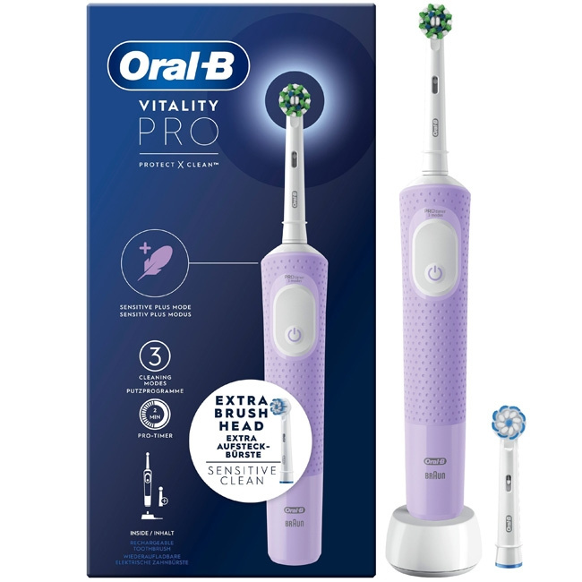 Oral B Eltandborste Vitality Pro Lila ryhmässä KAUNEUS JA TERVEYS / Suunhoito / Sähköhammasharjat Tarvikkeet @ TP E-commerce Nordic AB (C14140)