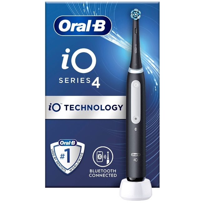 Oral B Eltandborste iO4 Matt Black Wi ryhmässä KAUNEUS JA TERVEYS / Suunhoito / Sähköhammasharjat @ TP E-commerce Nordic AB (C14143)