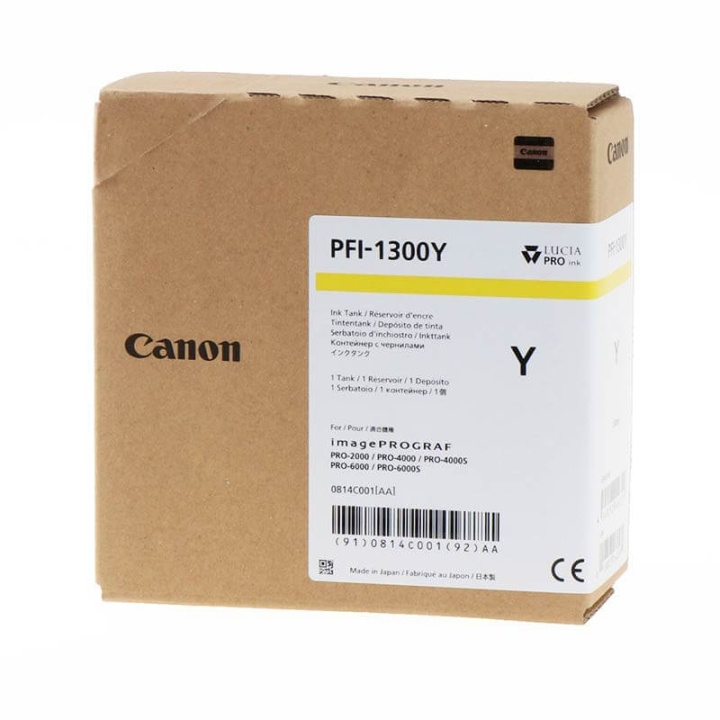 Canon Musteet 0814C001 PFI-1300 Keltainen ryhmässä TIETOKOONET & TARVIKKEET / Tulostimet & Tarvikkeet / Musteet ja väriaineet / Mustepatruunat / Canon @ TP E-commerce Nordic AB (C15916)