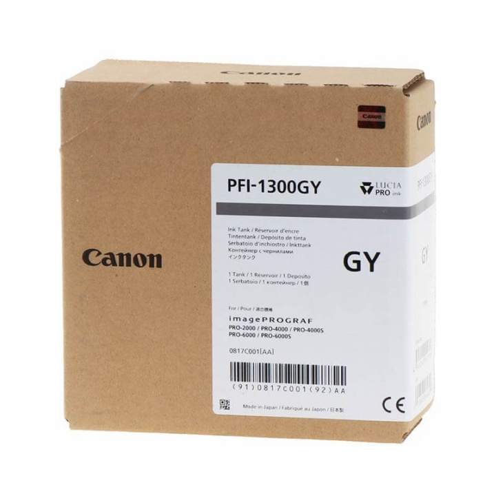 Canon Musteet 0817C001 PFI-1300 Harmaa ryhmässä TIETOKOONET & TARVIKKEET / Tulostimet & Tarvikkeet / Musteet ja väriaineet / Mustepatruunat / Canon @ TP E-commerce Nordic AB (C15919)