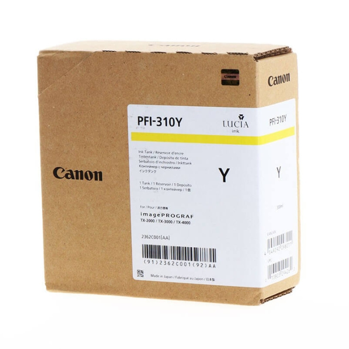 Canon Musteet 2362C001 PFI-310 Keltainen ryhmässä TIETOKOONET & TARVIKKEET / Tulostimet & Tarvikkeet / Musteet ja väriaineet / Mustepatruunat / Canon @ TP E-commerce Nordic AB (C16023)