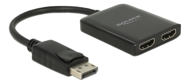 Delock DisplayPort 1.2 Splitter 1 x DisplayPort in > 2 x HDMI out 4K 30 Hz, svart ryhmässä TIETOKOONET & TARVIKKEET / Kaapelit & Sovittimet / DisplayPort / Sovittimet @ TP E-commerce Nordic AB (C17693)