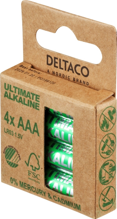 DELTACO Ultimate Alkaline AAA-batteri, 4-pack ryhmässä KODINELEKTRONIIKKA / Paristot & Laturit / Akut / AAA @ TP E-commerce Nordic AB (C18278)