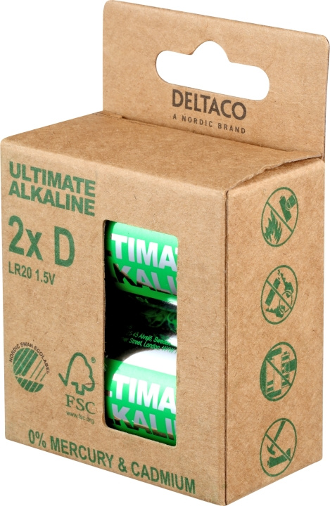 DELTACO Ultimate Alkaline D-batteri, 2-pack ryhmässä KODINELEKTRONIIKKA / Paristot & Laturit / Akut / Muut @ TP E-commerce Nordic AB (C18280)