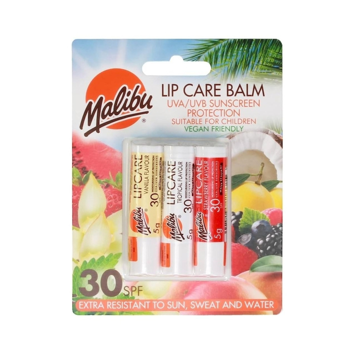 Malibu Lip Care Balm Trio SPF30 ryhmässä KAUNEUS JA TERVEYS / Ihonhoito / Rusketus / Aurinkosuoja @ TP E-commerce Nordic AB (C25249)