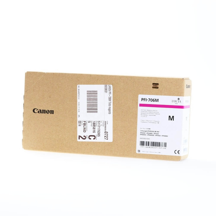 CANON Ink 6683B001 PFI-706 Magenta ryhmässä TIETOKOONET & TARVIKKEET / Tulostimet & Tarvikkeet / Musteet ja väriaineet / Toner / Canon @ TP E-commerce Nordic AB (C26363)