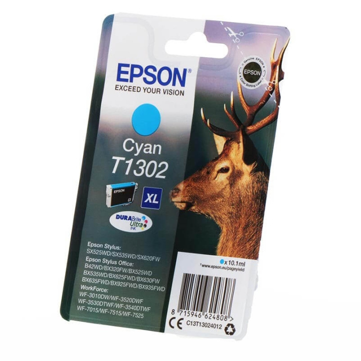 EPSON Musteet C13T13024012 T1302 Cyan Stag ryhmässä TIETOKOONET & TARVIKKEET / Tulostimet & Tarvikkeet / Musteet ja väriaineet / Mustepatruunat / Epson @ TP E-commerce Nordic AB (C26759)