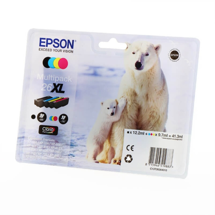 EPSON Musteet C13T26364010 26XL Multipack Polar Bear ryhmässä TIETOKOONET & TARVIKKEET / Tulostimet & Tarvikkeet / Musteet ja väriaineet / Mustepatruunat / Epson @ TP E-commerce Nordic AB (C26793)